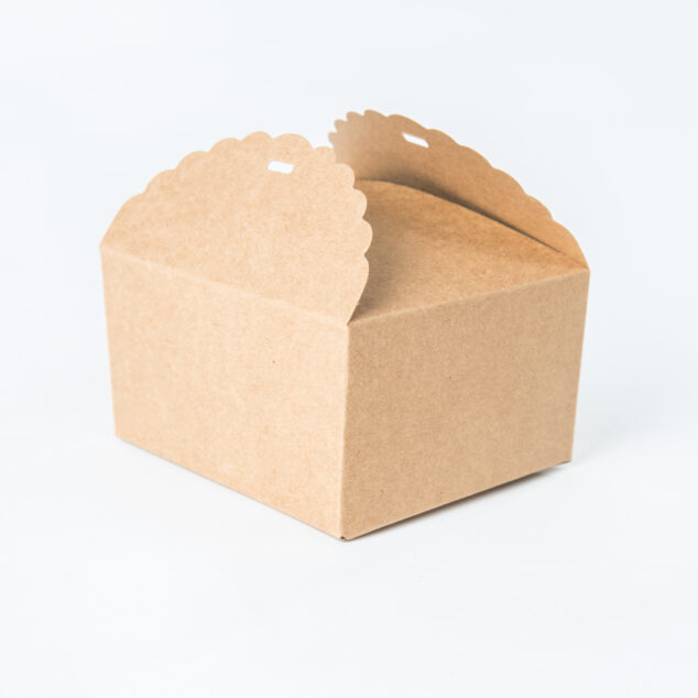 CANDY BOX M 11 x 10 x 6 cms. KRAFT / BLANCO