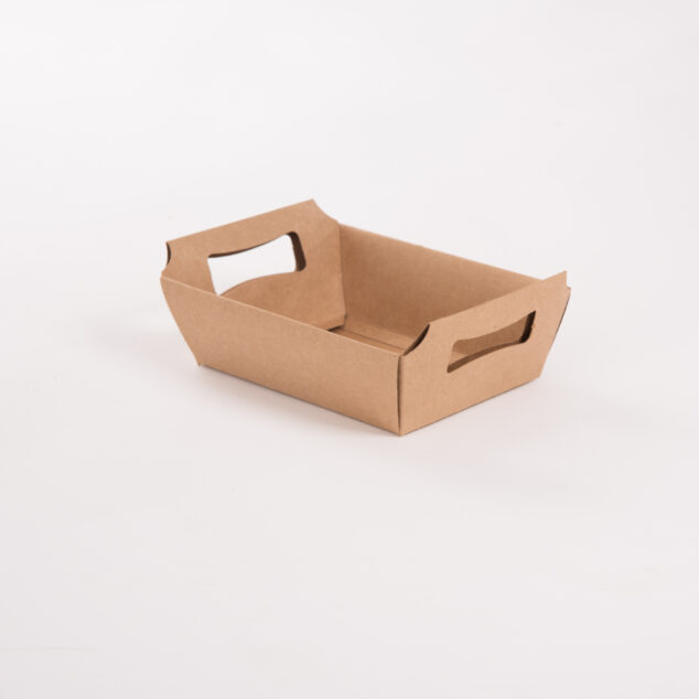 BANDEJA MEDIANA 19X13.5X5.5 KRAFT Y BLANCO