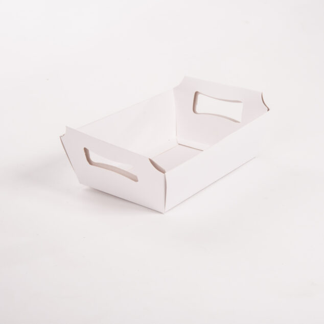 BANDEJA MEDIANA 19X13.5X5.5 KRAFT Y BLANCO