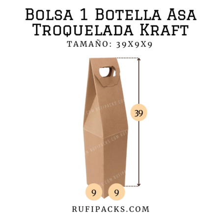 BOLSA 1 BOTELLA ASA TROQUELADA 39X9X9 KRAFT