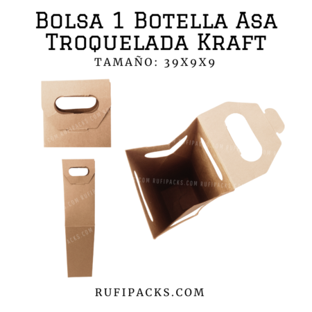 Bolsa en color kraft ideal para 1 botella.