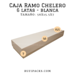 Caja Ramo Chelero para 6 latas, color blanco, con tapa, base e inserto.