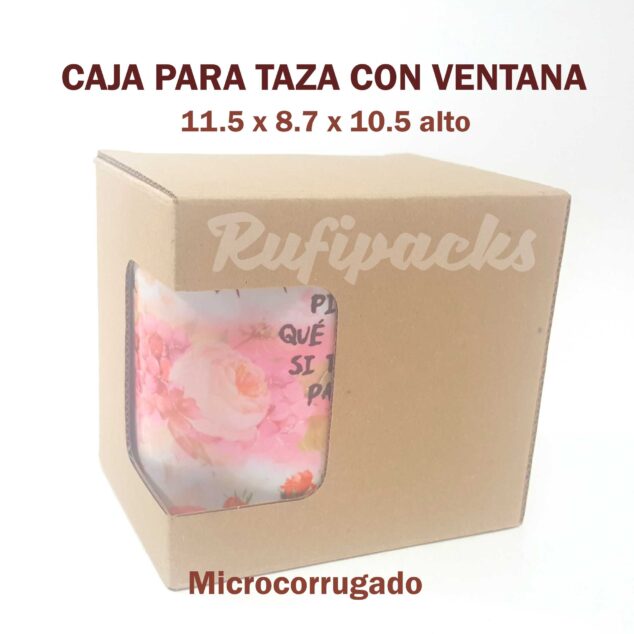 CAJA PARA TAZA CON VENTANA MICROCORRUGADO
