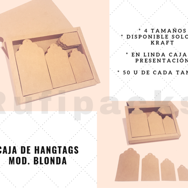 CAJA DE 200 HANG TAGS MOD. 1 BLONDA COLOR BLANCO