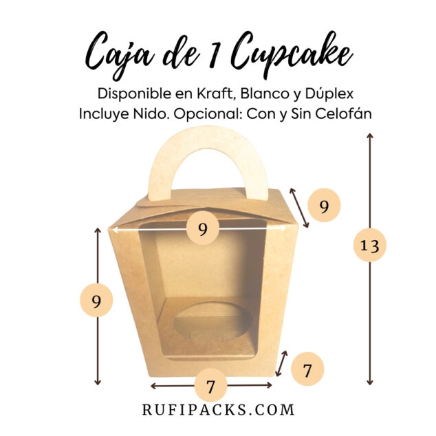 CAJA 1 CUPCAKE INC. SEPARADOR/NIDO C/VENTANA C/CELOFAN