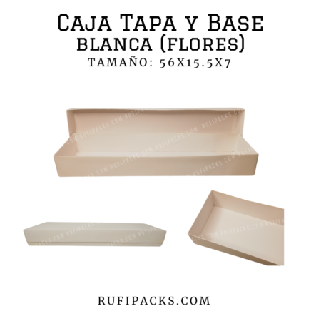 Caja tapa y base autoarmable, dimensiones 56 x 15.5 x 7 cm, ideal para flores como rosas o tulipanes