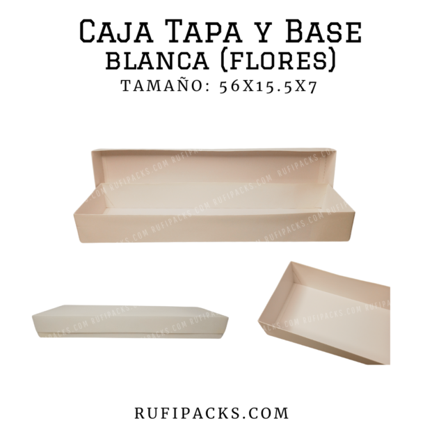 CAJA TAPA Y BASE 56X15.5X7 BLANCA (FLORES)