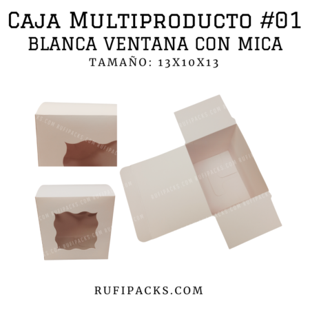 CAJA MULTIPRODUCTO #01 BLANCA VENTANA CON MICA 13X10X13