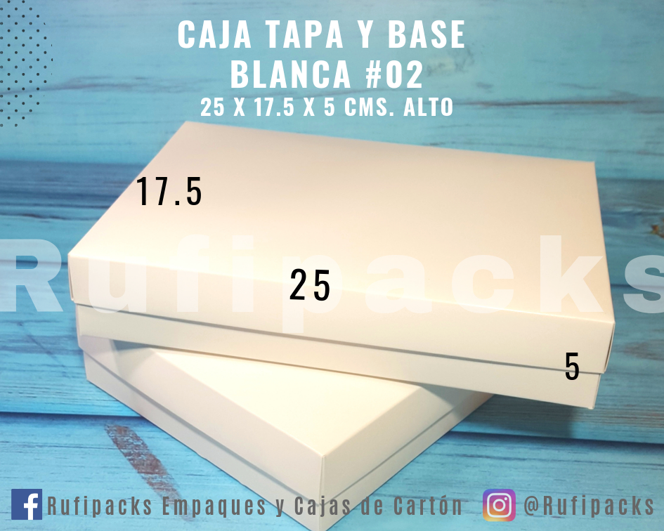 CAJA BLANCA TAPA Y BASE 30.5x22x8.5 CON VENTANA/MICA - Rufipacks