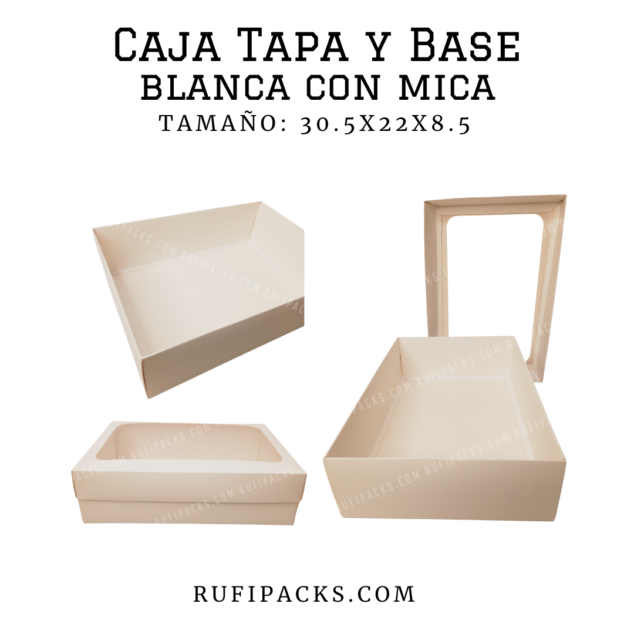 CAJA TAPA Y BASE 30.5x22x8.5 BLANCA CON MICA