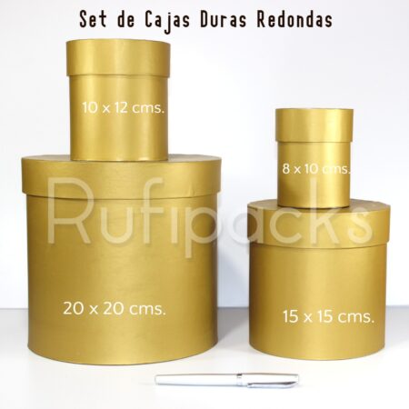 SET CAJAS REDONDAS DORADAS