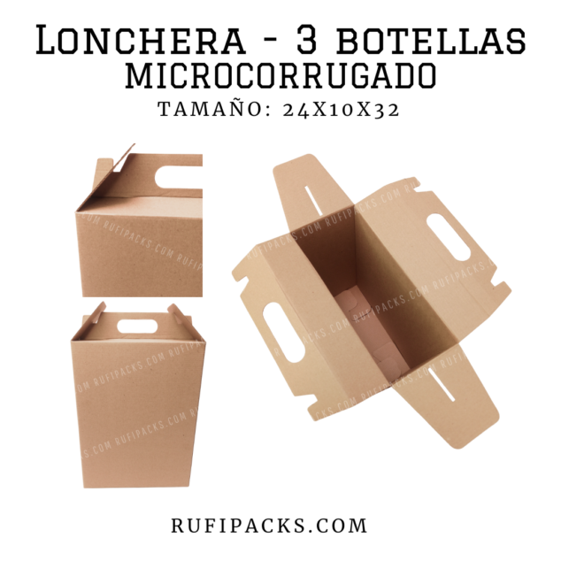 LONCHERA - 3 BOTELLAS 32X24X10 MICROCORRUGADO