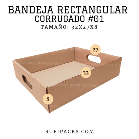 BANDEJA RECTANGULAR CORRUGADO #01 32x27x8