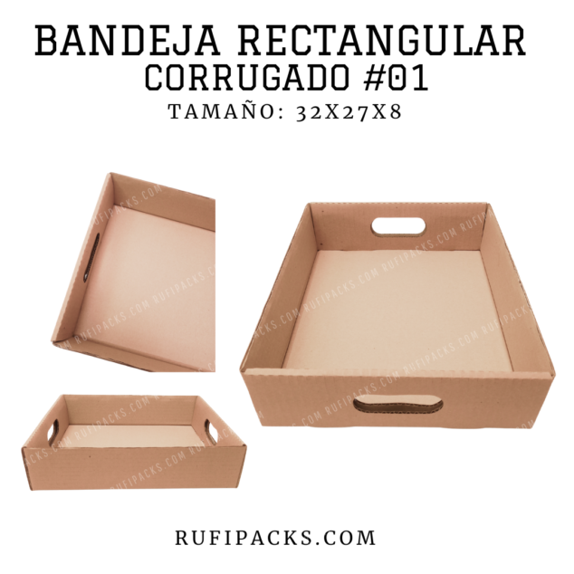 BANDEJA RECTANGULAR CORRUGADO #01 32x27x8