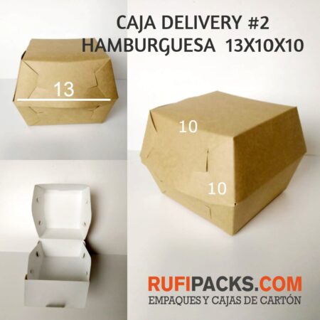 CAJA DELIVERY #2 HAMBURGUESA 13x10x10 cms