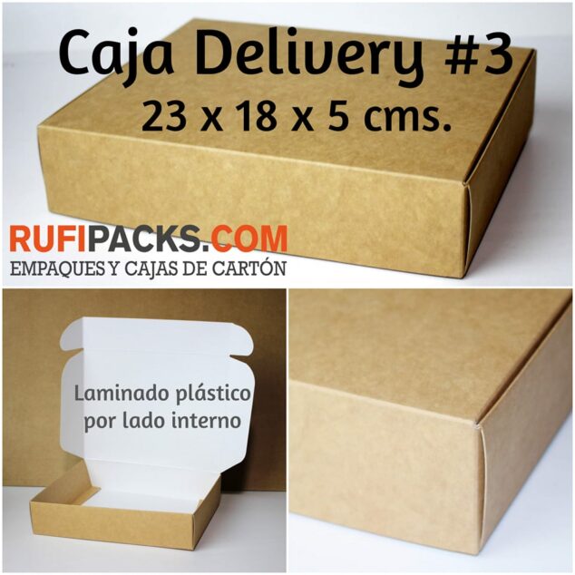 CAJA DELIVERY #3 25x25x5.5 - KRAFT O BLANCO