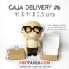 CAJA DELIVERY #6 11X11X3.5 KRAFT Y BLANCO