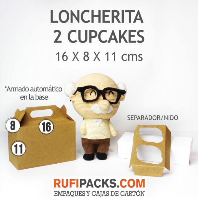 LONCHERITA 2 CUPCAKES KRAFT/BLANCO