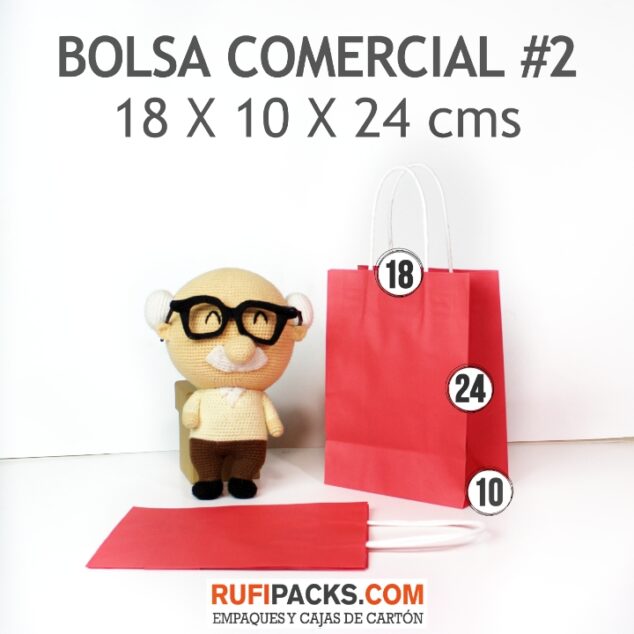 BOLSA COMERCIAL #2 18x10x24ALTO ROJO