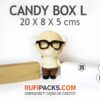 CANDY BOX L 20x8x5cms. KRAFT / BLANCO