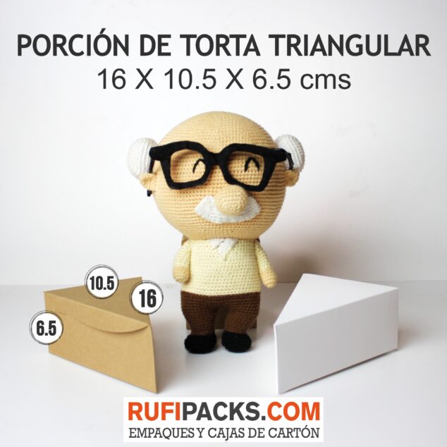 PORCIÓN DE TORTA TRIANGULAR 16X10.5x6.5 cms. KRAFT O BLANCO