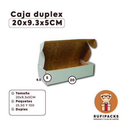 Caja 20x9.3x5 kraft blanco duplex