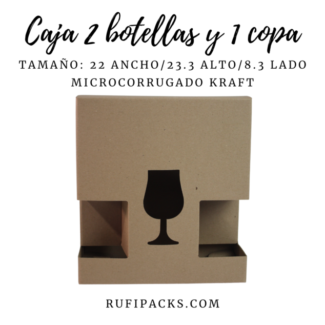 CAJA 2 BOTELLAS 1 COPA MICROCORRUGADO