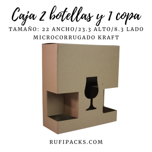 CAJA 2 BOTELLAS 1 COPA MICROCORRUGADO