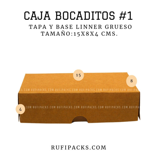 CAJA BOCADITOS #1 15X8X4 TAPA Y BASE