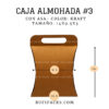 CAJA ALMOHADA #3 CON ASA 14x9.5x3 KRAFT Y BLANCO
