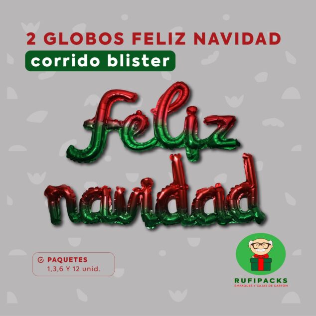 GLOBO FELIZ NAVIDAD CORRIDO BLISTER