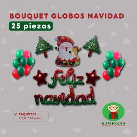 BOUQUET GLOBOS NAVIDAD X 25 PIEZAS
