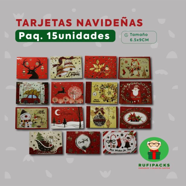 TARJETAS PEQUEÑAS NAVIDEÑAS PAQ. 15U