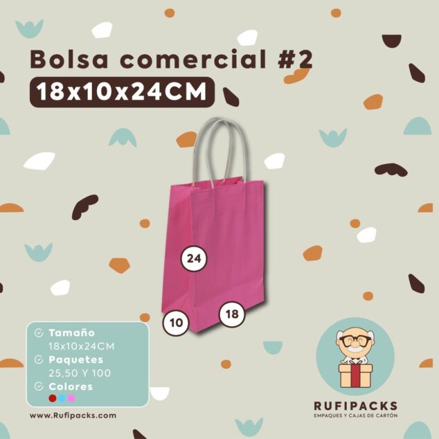 BOLSA COMERCIAL #2 18x10x24ALTO ROSADO