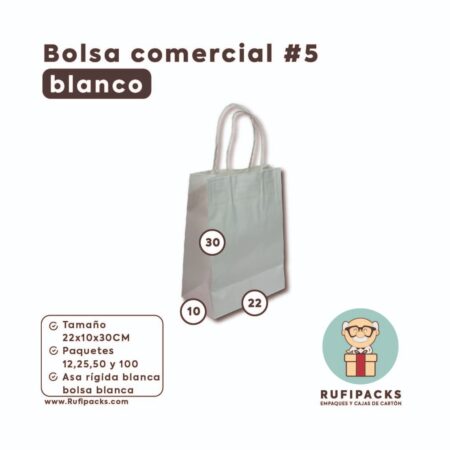 BOLSA COMERCIAL #5 22x10x30ALTO BLANCO