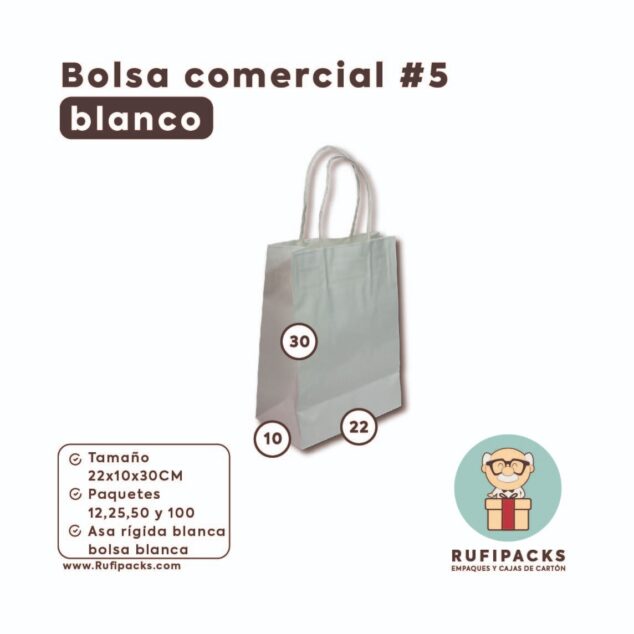 BOLSA COMERCIAL #5 22x10x30ALTO BLANCO
