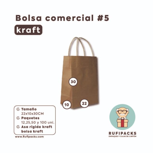 BOLSA COMERCIAL #5 22x10x30ALTO KRAFT