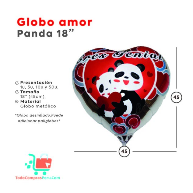 Globo Metalizado Amor Panda 18"