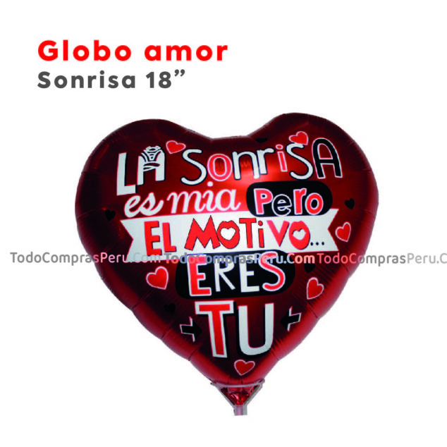 Globo Metalizado Amor Sonrisa 18"