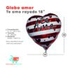 Globo Metalizado Amor Te amo Rayado 18"