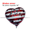 Globo Metalizado Amor Te amo Rayado 18"