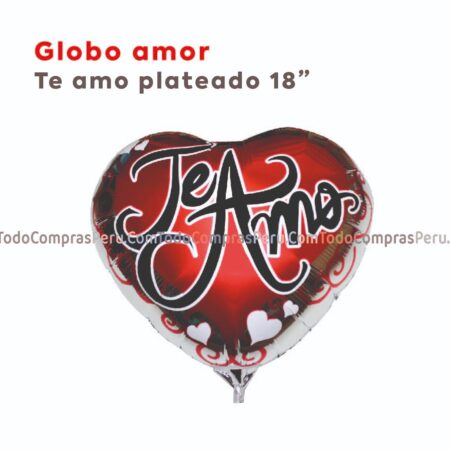Globo Metalizado Amor Te Amo Plateado 18"