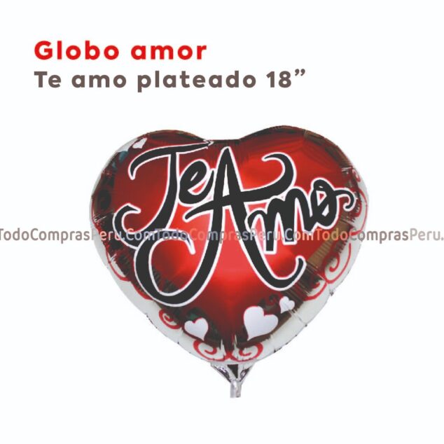 Globo Metalizado Amor Te Amo Plateado 18"