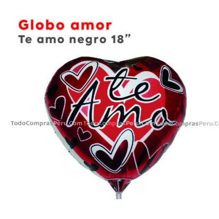 Globo Metalizado Amor Te amo Negro 18"