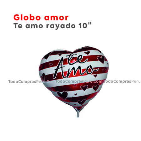 Globo Metalizado Te Amo Rayado 10"