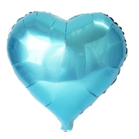 GLOBO CORAZON METALIZADO CELESTE 18" O 45 CMS.