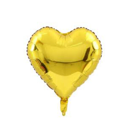 GLOBO CORAZON METALIZADO DORADO 18" O 45 CMS.
