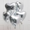 GLOBO CORAZON METALIZADO PLATEADO 18" O 45 CMS.