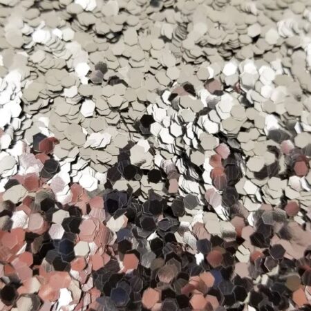 CONFETTI BRILLO METALICO HEXAGONAL 3MM PLATEADO - BOLSA X 20 GRS.