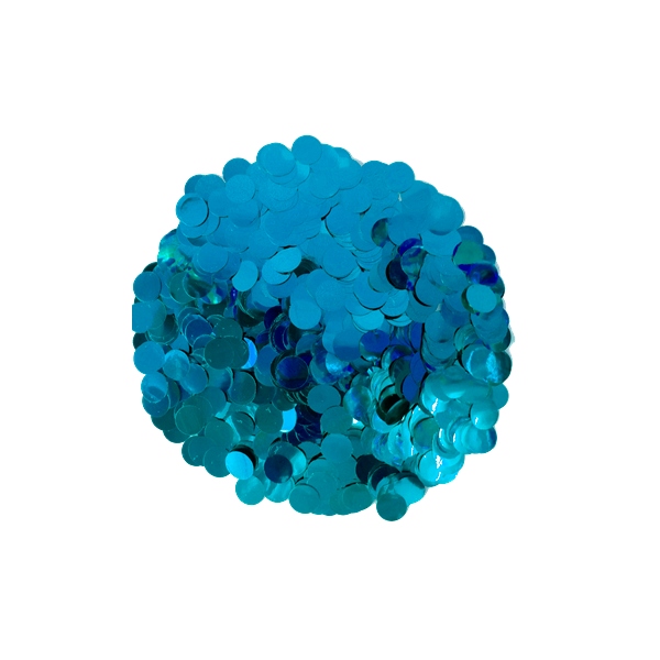 CONFETTI METALICO REDONDO 1.5 CMS AZUL CIELO - BOLSA X 20 GRS.